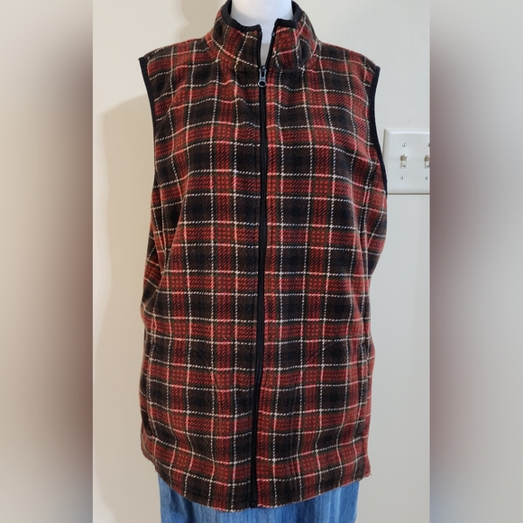 Laura Scott Plaid Zip-up Vest Women's Size XL - Picture 2 of 8